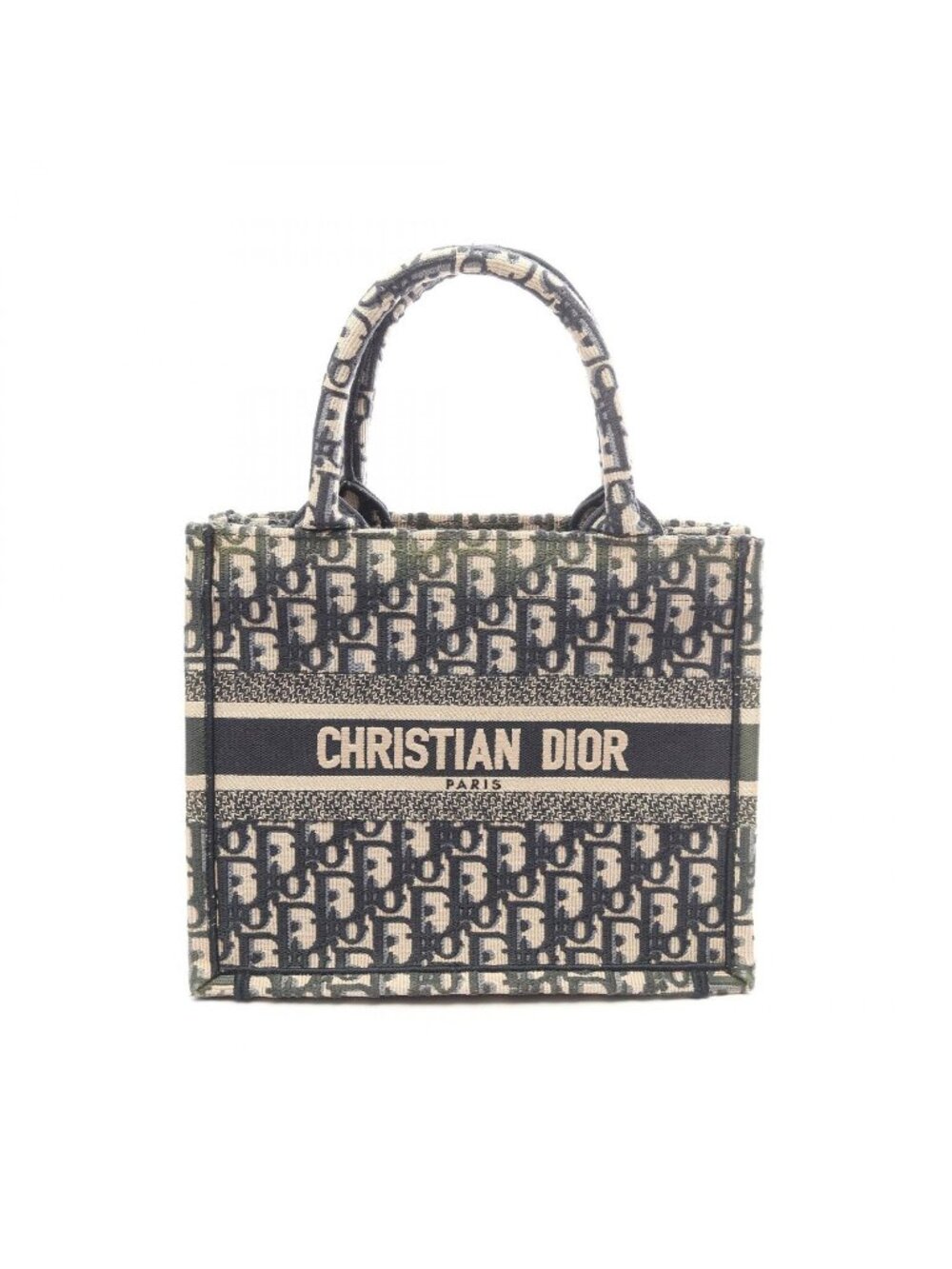 Dior Tote Book Small Oblique Navy Beige Canvas